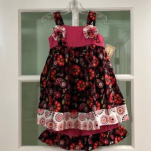 New Handmade Kids Size 3 Knot Dress and Matching Short Pants